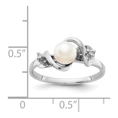 14K White Gold Freshwater Cultured Pearl & Diamond Ring – view 5
