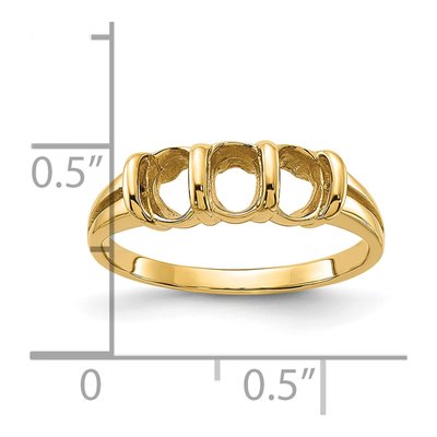 14K Yellow Gold 3-Stone Oval Ring Mounting – view 3