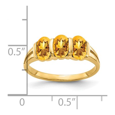 14K Yellow Gold Citrine 3-Stone Ring – view 2