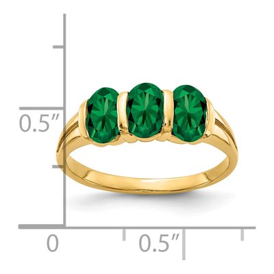 14K Yellow Gold Lab-Created Helenite St Helens 3-Stone Ring – view 2