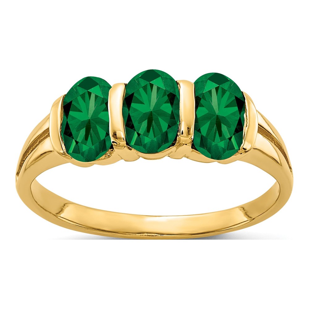 14K Yellow Gold Lab-Created Helenite St Helens 3-Stone Ring