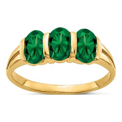 14K Yellow Gold Lab-Created Helenite St Helens 3-Stone Ring