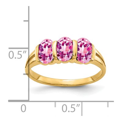 14K Yellow Gold Oval Pink Sapphire Ring – view 2