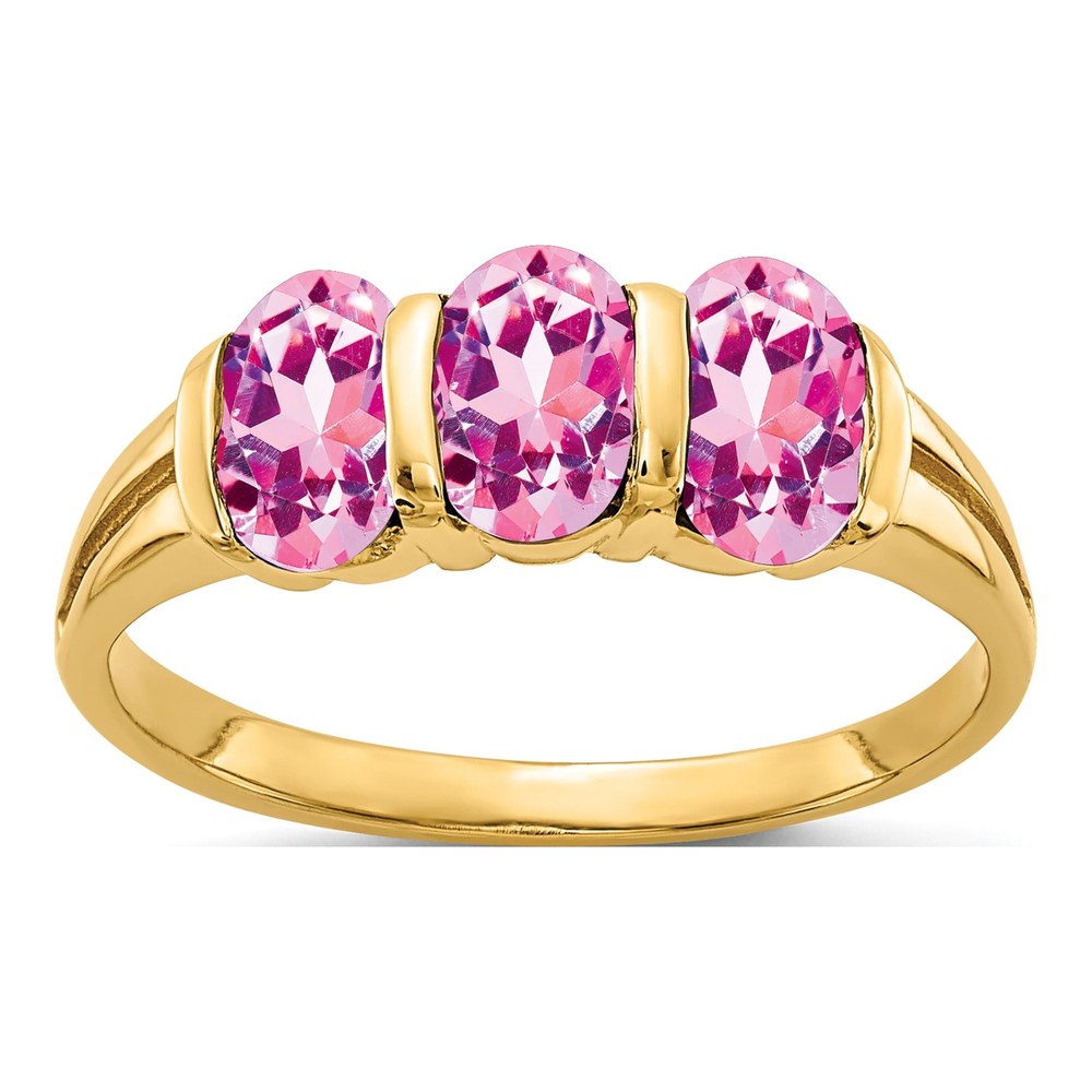 14K Yellow Gold Oval Pink Sapphire Ring