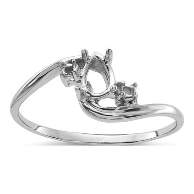 14K White Gold Pear Round Setting Ring Mounting