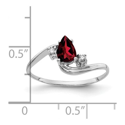14K White Gold Garnet & Diamond Pear Bypass Ring – view 2