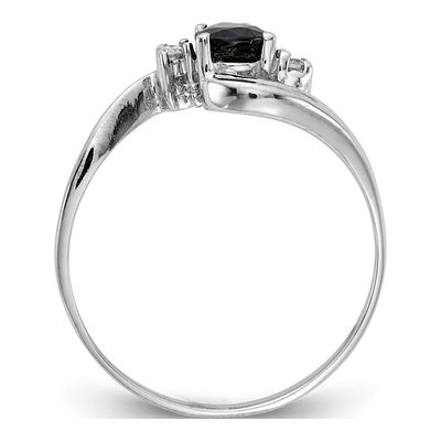 14K White Gold Sapphire & Diamond Pear Ring – view 3