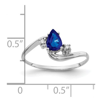 14K White Gold Sapphire & Diamond Pear Ring – view 4