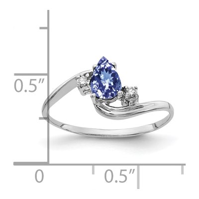 14K White Gold Tanzanite & Diamond Pear Ring – view 2