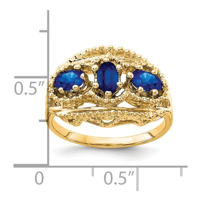 14K Yellow Gold 3-Stone Oval Ring Mounting – view 2