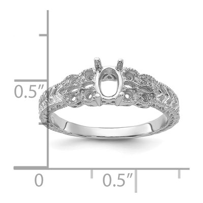 14K White Gold Oval Ring Mounting – view 3