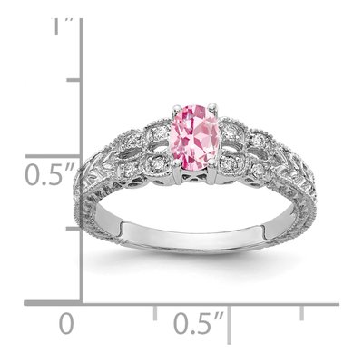14K White Gold 1/10 ct tw Pink Tourmaline & Diamond Ring – view 2