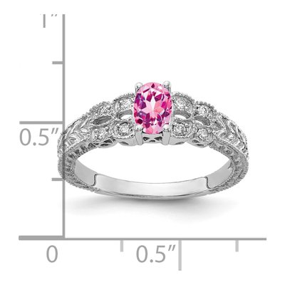 14K White Gold 1/10 ct tw Sapphire & Diamond Oval Ring – view 2