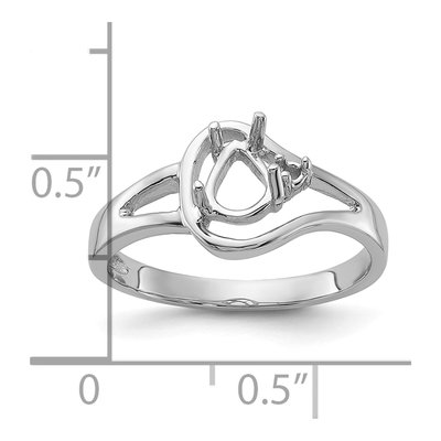 14K White Gold Pear Round Ring Mounting – view 3