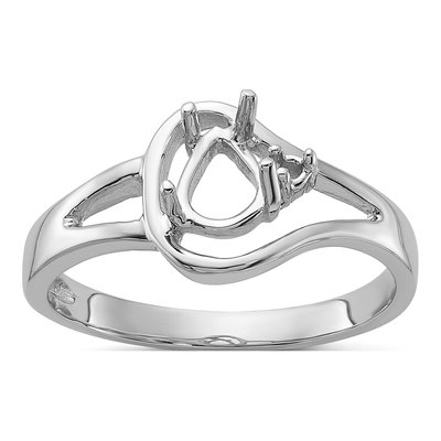 14K White Gold Pear Round Ring Mounting