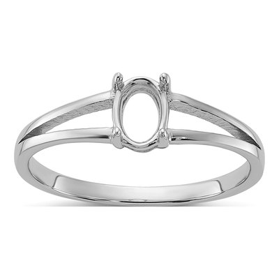 14K White Gold Oval Ring Mounting
