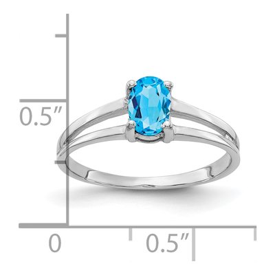 14K White Gold Swiss Blue Topaz Oval Ring – view 2