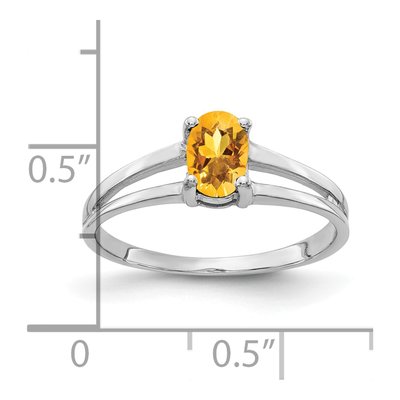 14K White Gold Citrine Oval Ring – view 2