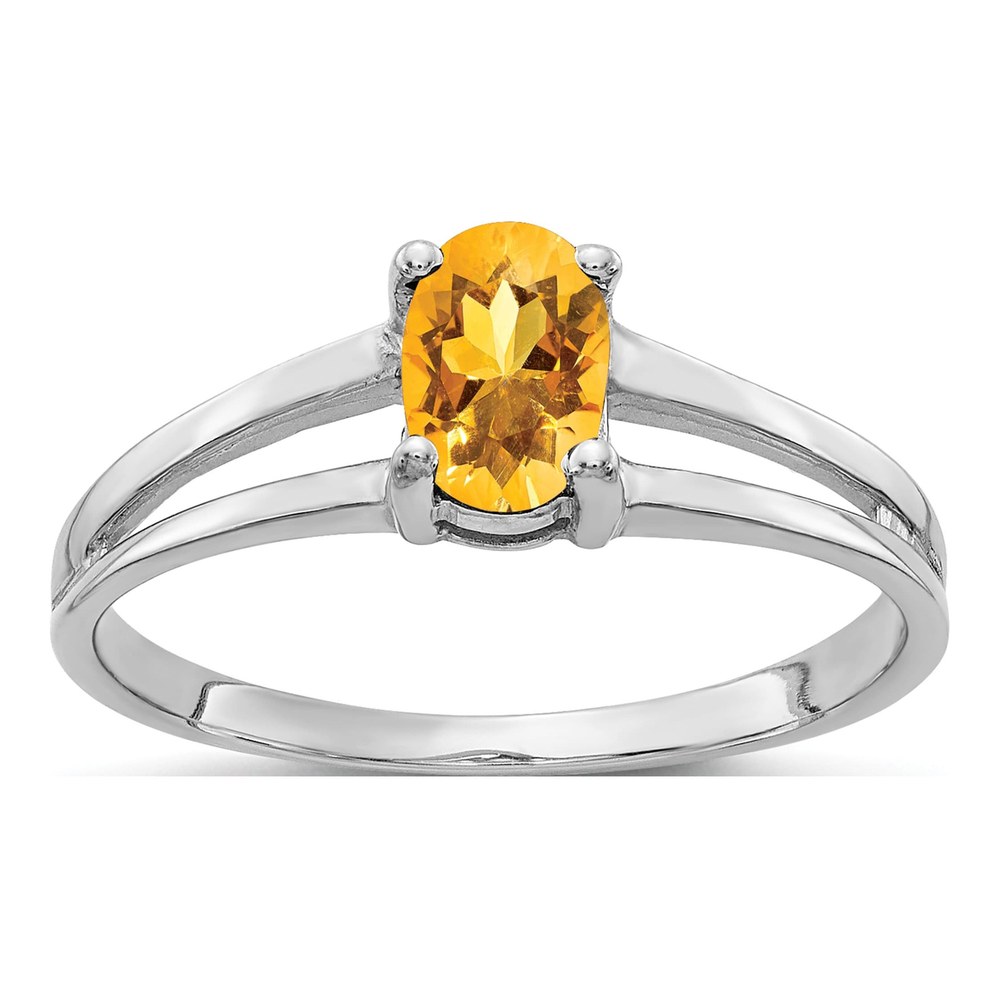 14K White Gold Citrine Oval Ring