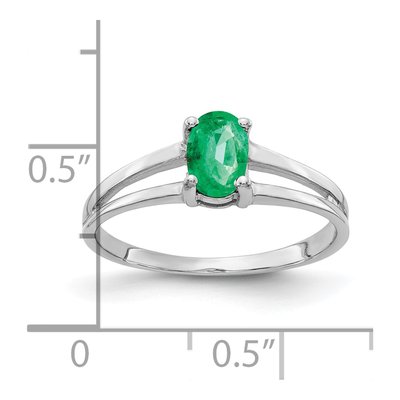 14K White Gold Emerald Oval Ring – view 2