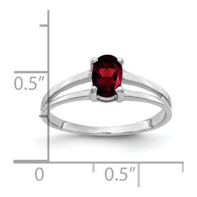 14K White Gold Garnet Oval Ring – view 2