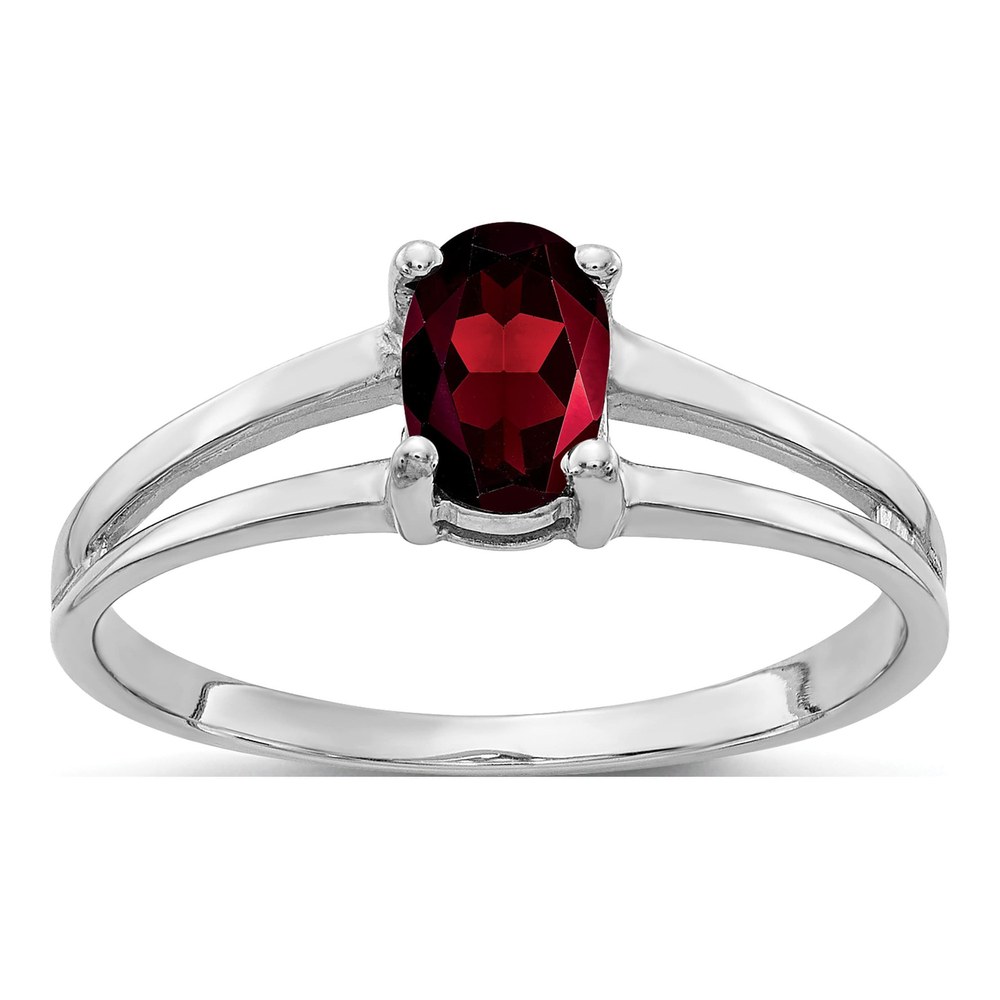14K White Gold Garnet Oval Ring