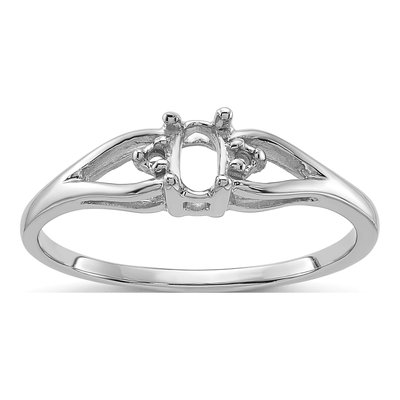 14K White Gold Oval Ring Mounting