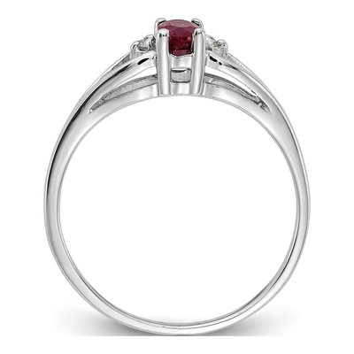 14K White Gold Ruby & Diamond Oval Ring – view 2