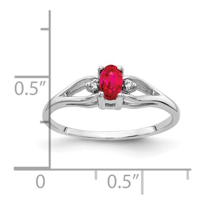 14K White Gold Ruby & Diamond Oval Ring – view 3