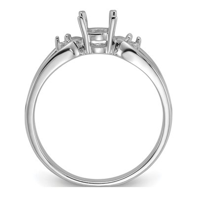 14K White Gold Oval Round Gems Ring Mounting – view 2