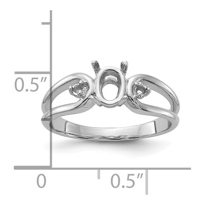 14K White Gold Oval Round Gems Ring Mounting – view 3