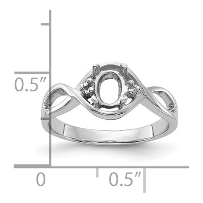 14K White Gold Oval Ring Mounting – view 3