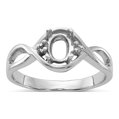 14K White Gold Oval Ring Mounting