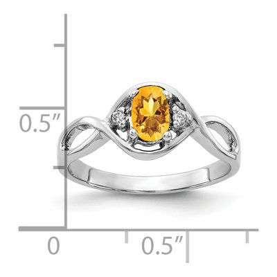 14K White Gold Citrine & Diamond Oval Ring – view 2