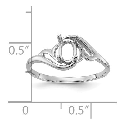 14K White Gold Oval Ring Mounting – view 4