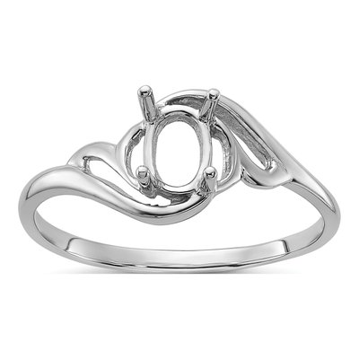 14K White Gold Oval Ring Mounting