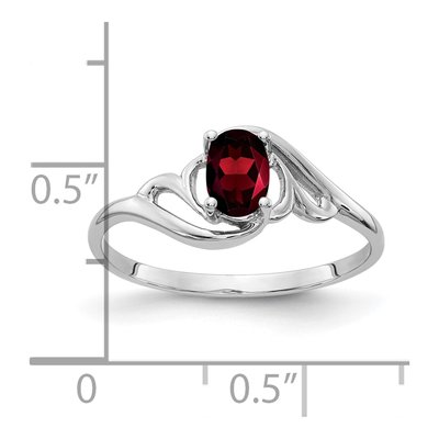 14K White Gold Garnet Oval Ring – view 2