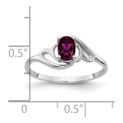 14K White Gold Rhodolite Garnet Oval Ring – view 2