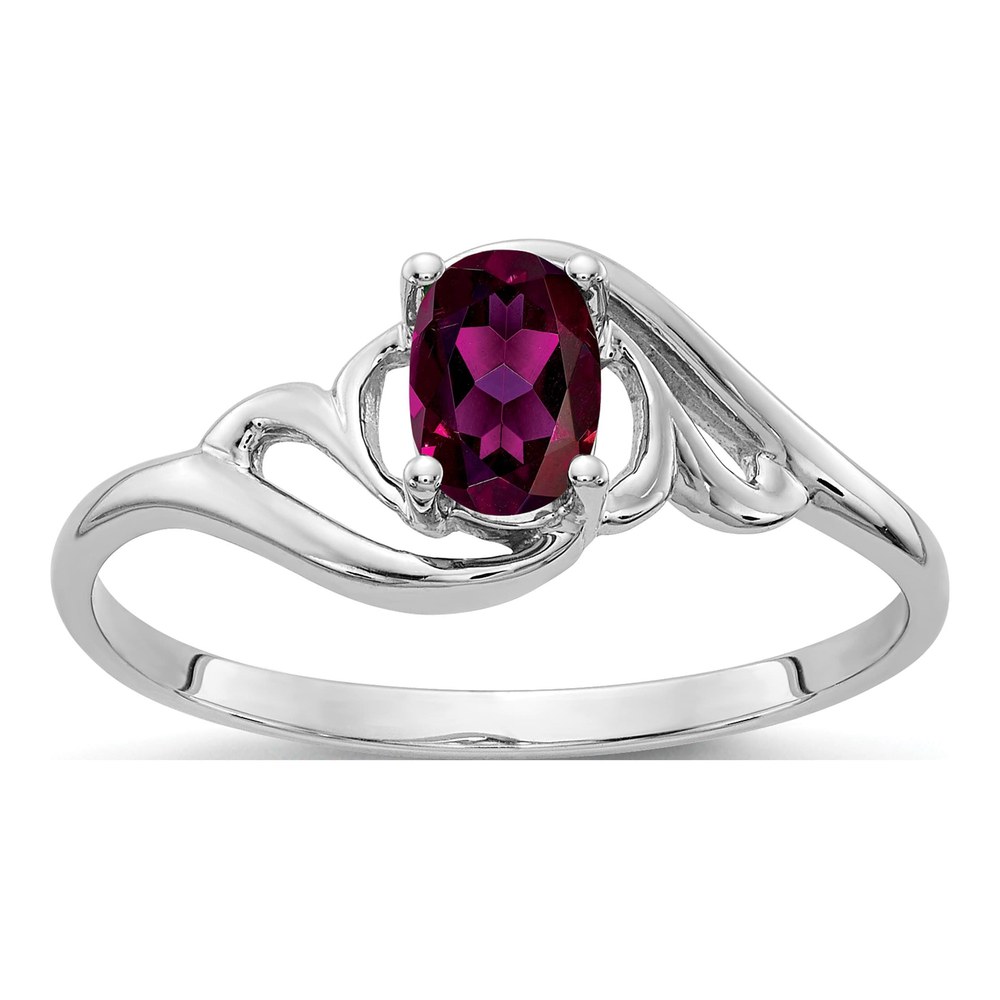 14K White Gold Rhodolite Garnet Oval Ring