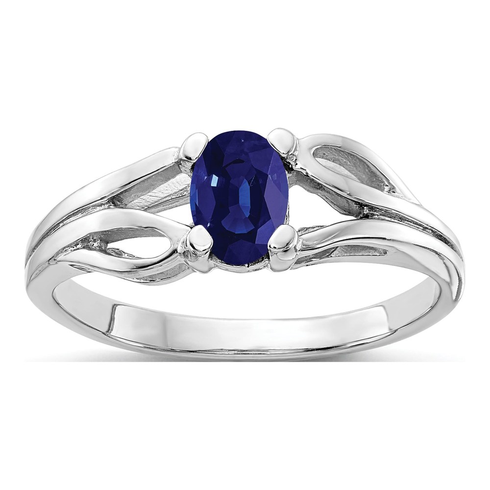 14K White Gold Sapphire Oval Ring