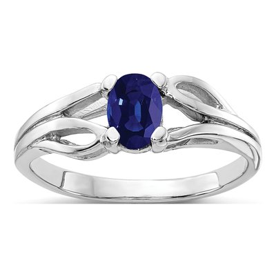 14K White Gold Sapphire Oval Ring