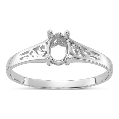 14K White Gold Pear Filigree Ring Mounting