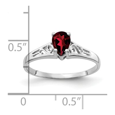 14K White Gold Garnet Pear Filigree Ring – view 2