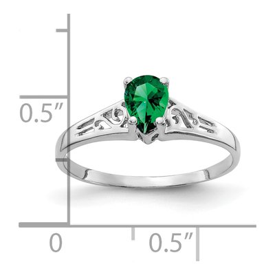 14K White Gold Lab-Created Helenite Pear St Helens Filigree Ring – view 2