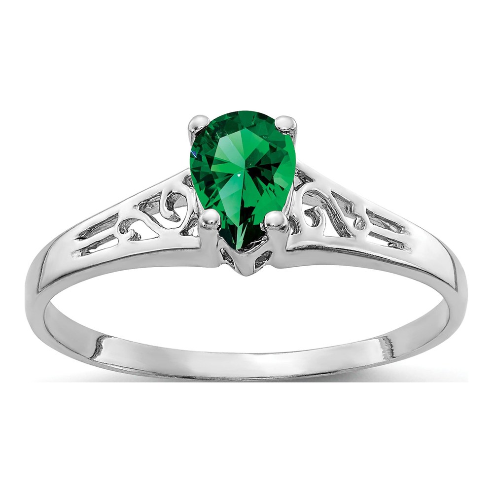 14K White Gold Pear Mount St. Helens Filigree Ring