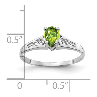 14K White Gold Peridot Pear Filigree Ring – view 2