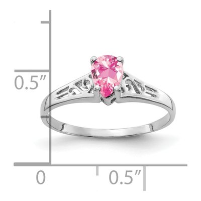 14K White Gold Pink Tourmaline Pear Filigree Ring – view 2