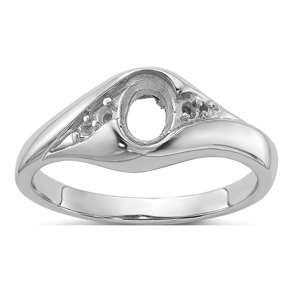 14K White Gold Diamond Oval Ring Mounting