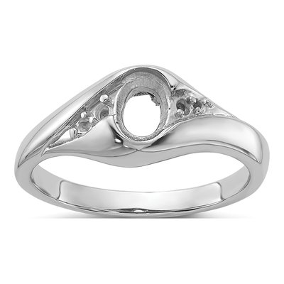 14K White Gold Diamond Oval Ring Mounting