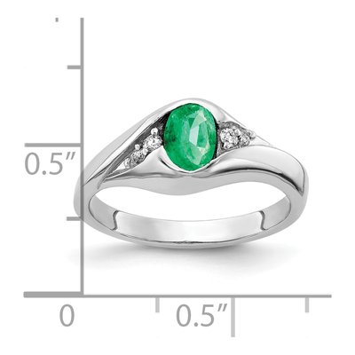 14K White Gold 1/20 ct tw Emerald & Diamond Oval Ring – view 2